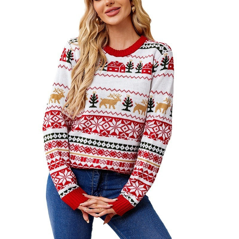 Elk Pattern Sweater Sequined Embroidered Christmas Sweater