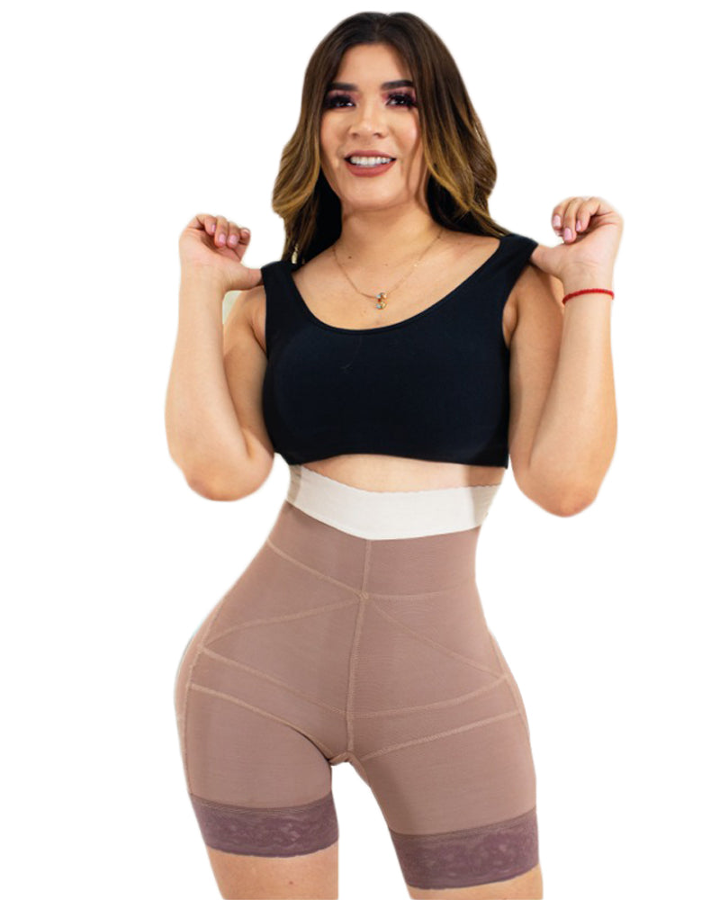Double Pressure Shaping Shorts Slimming Fajas Lace Body Shaper Girdle For Daily Life Use