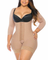 Shapewear Hook And Eye Closure Breast Support Tummy Control Long Sleeve Triangle  Bodysuit Bodyshaper