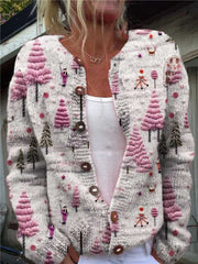 And Style Loose 3D Printed Knitted Cardigan Sweater