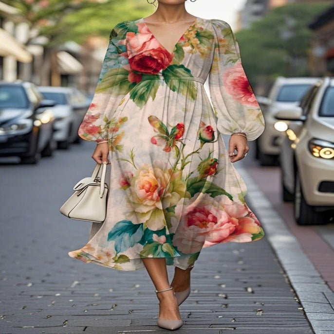 Printed Casual Retro Dress