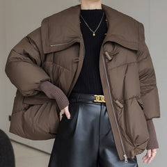 Down Cotton-padded Jacket Short Fur Collar Thickened Coat Clothing