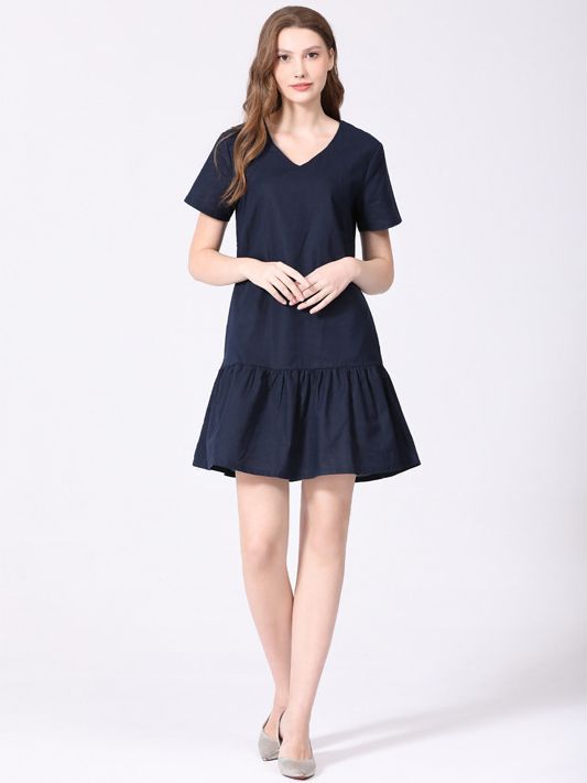 Pregnant Plus Size Dress Casual Short Sleeve Cotton And Linen