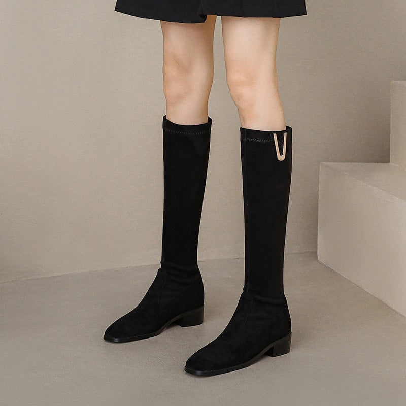Below The Knee Over-the-knee Skinny Low Heel Large Size Boots