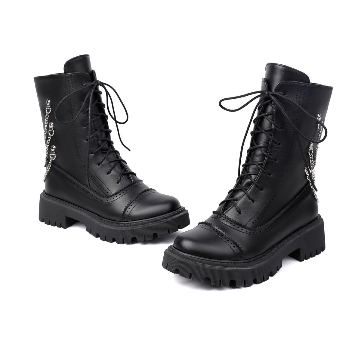 Large-size Womens Chunky-heeled Mid-calf Dr Martens Boots For Fall And Winter