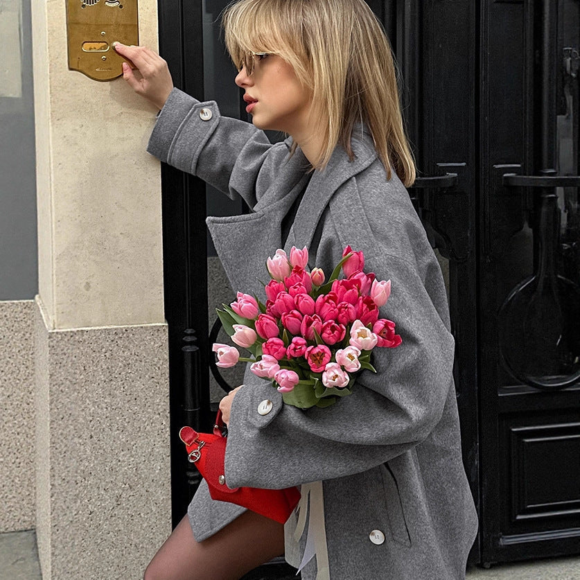 Idle Style All-match Mid-length Woolen Suit Jacket