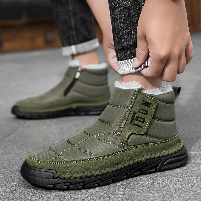 Plus-size Mens Snow Waterproof Non-slip Cotton Boots With A Warm