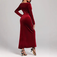 Clothing Slit Formal Dress Pleuche Dress