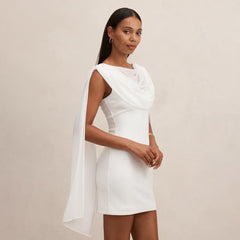 Solid-Colored Ribbon Womens Dress