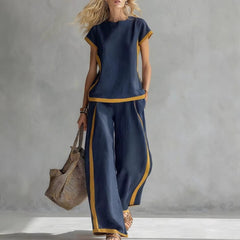 Womens Shirt Top And Trousers Two-piece Set