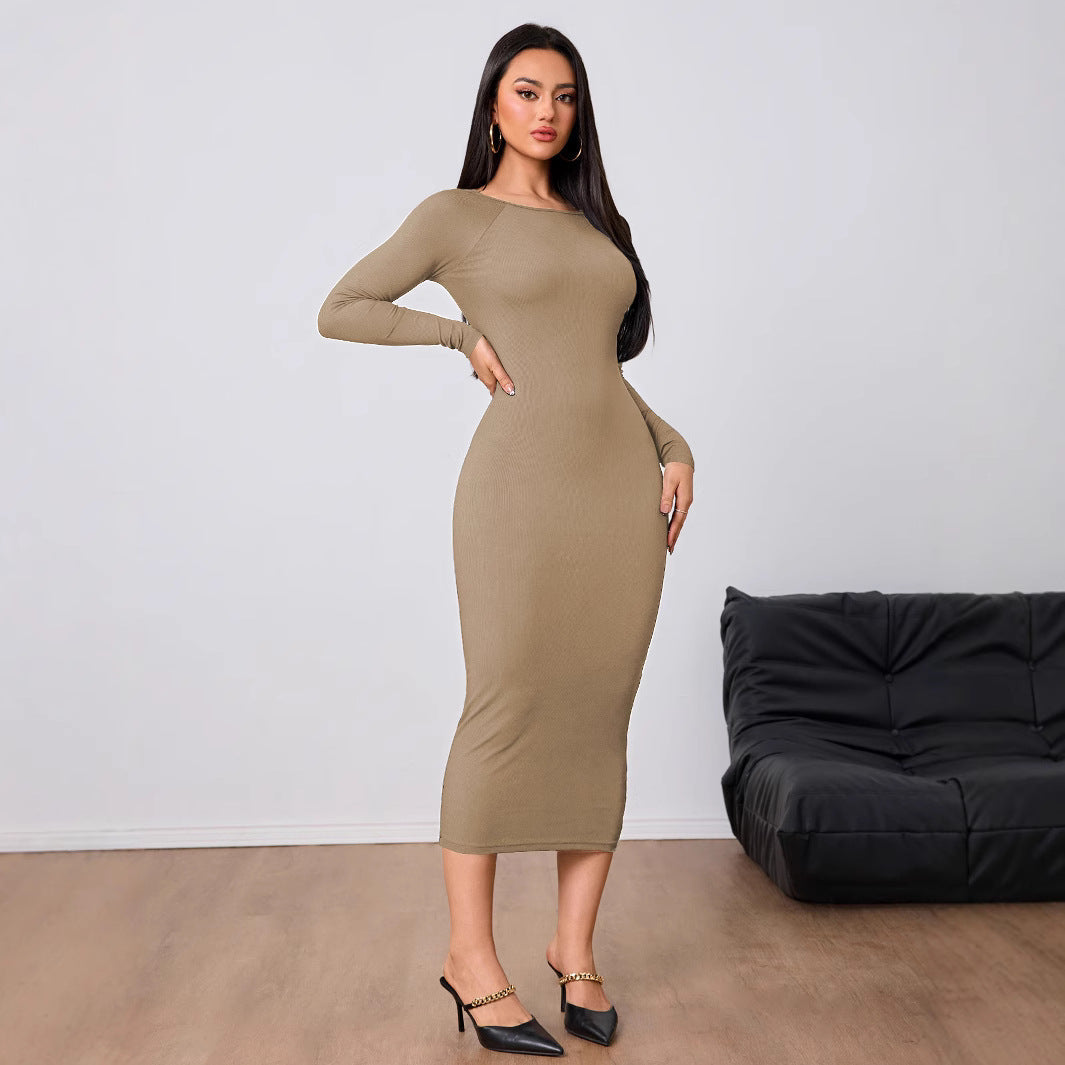 Simple Dress Backless Bodycon Midi Skirt