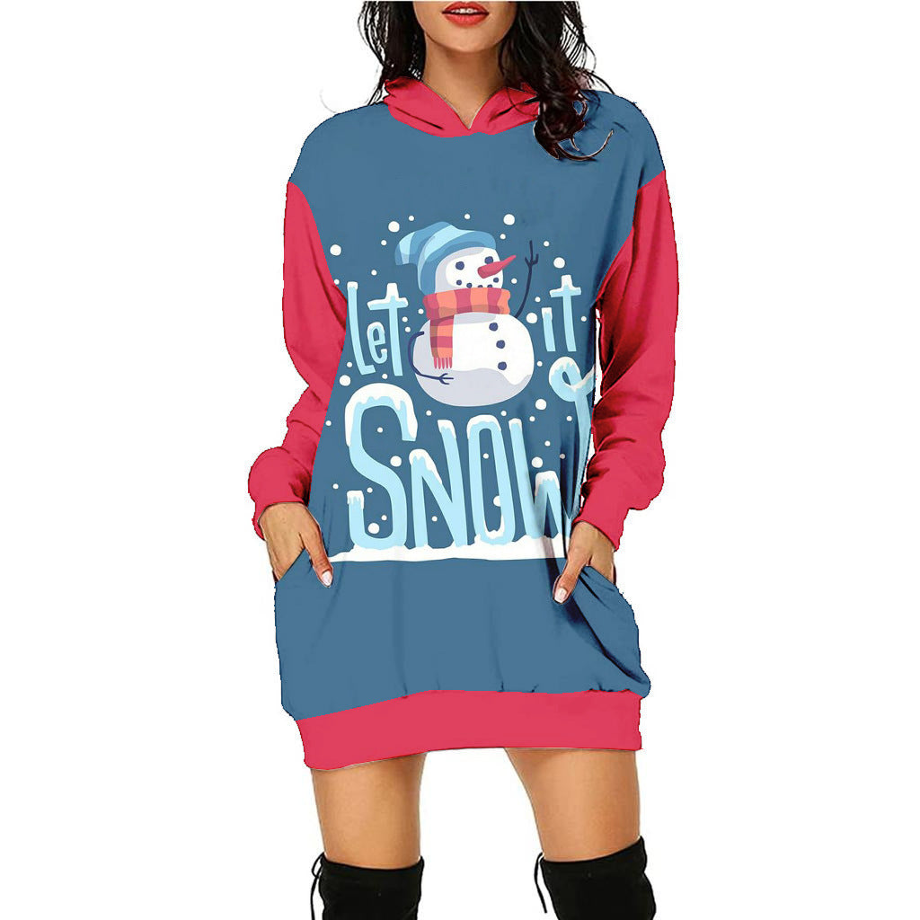 Casual Printing Christmas Holiday Party Sweater Dress