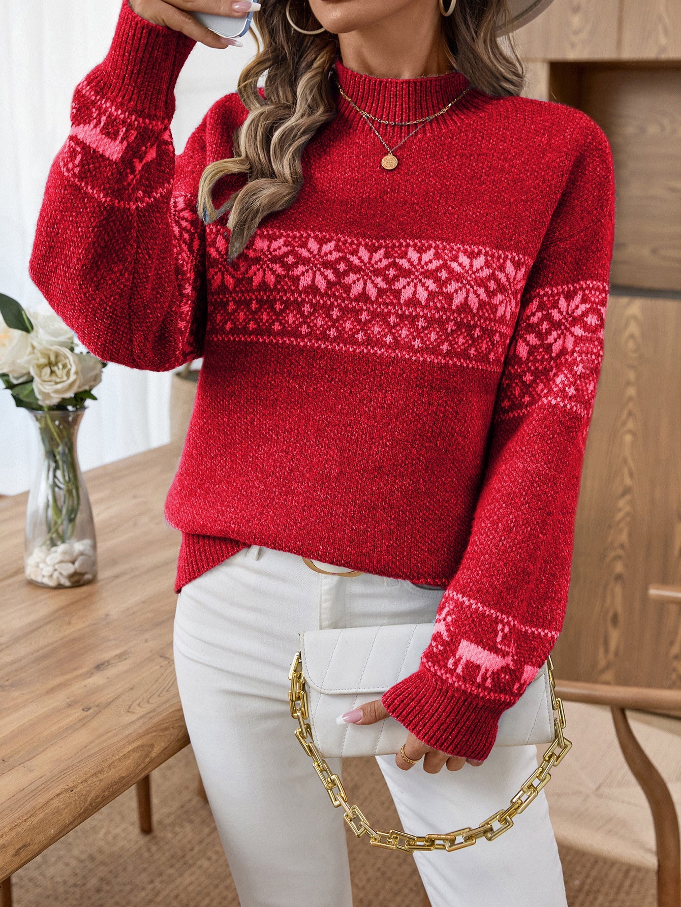 Half Turtleneck Pullover Long Sleeve Sweater