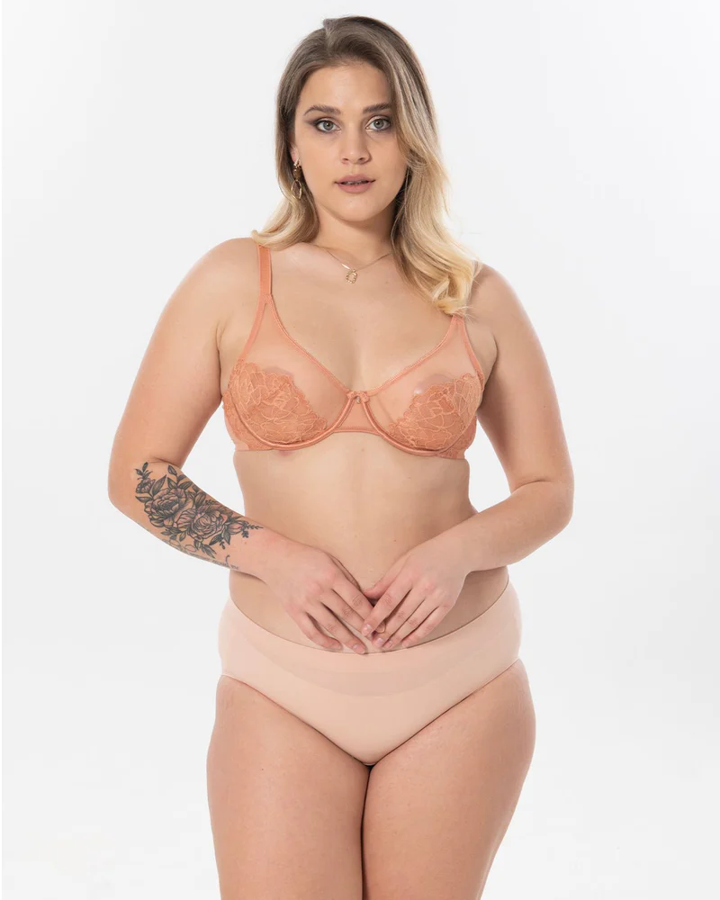 Underwire U-shaped Flower Transparent Bra