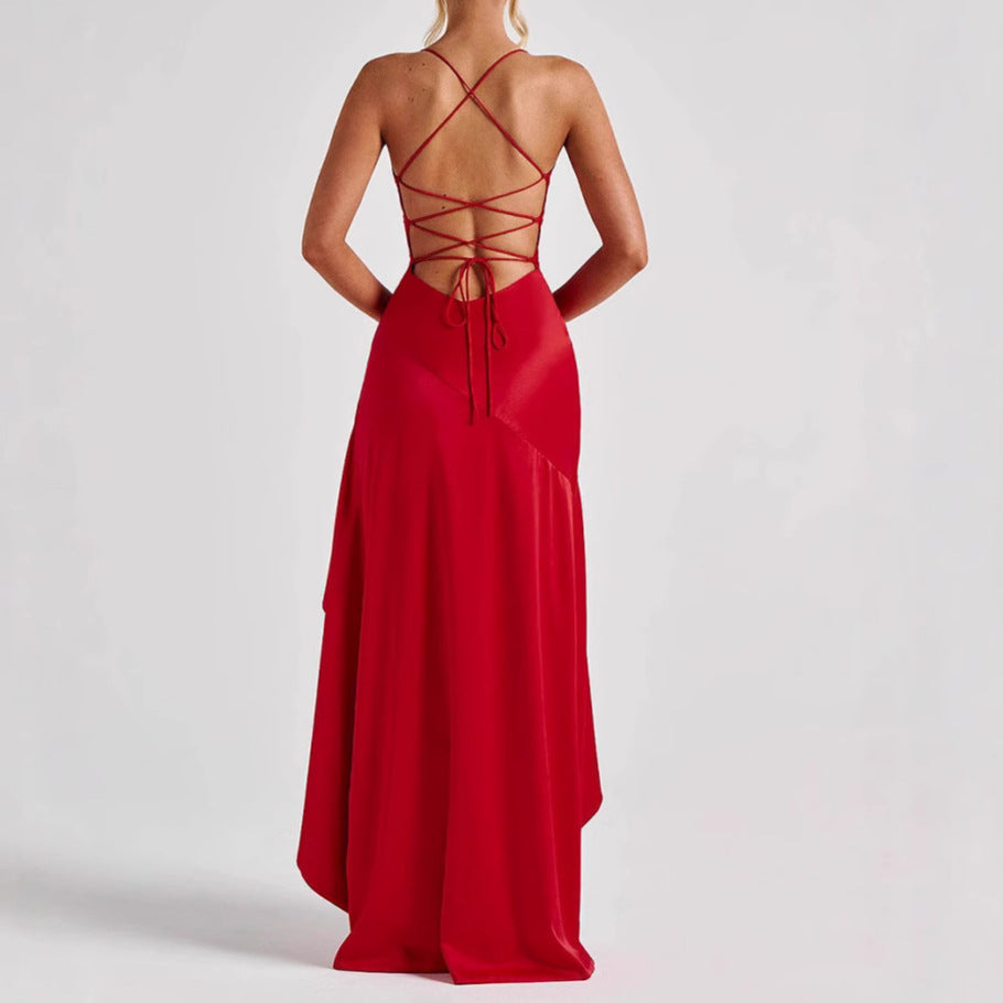 Backless Dress Split Suspender Maxi Dresses Clothing