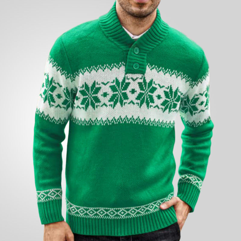 Men's Pullover Sweater And Long Sleeved Christmas Casual Jacquard Knitted Sweater Clothing For Men