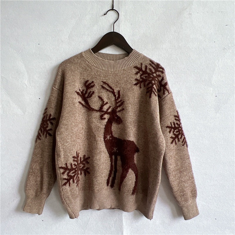 Round Neck Long Sleeve Knitted Christmas Sweater