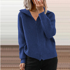 Europe And America Stripe Casual Loose Knitwear Coat Women