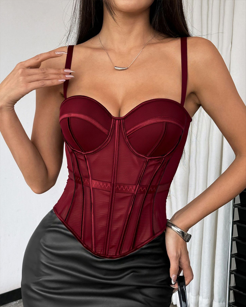 Mesh Suspender Corset Top