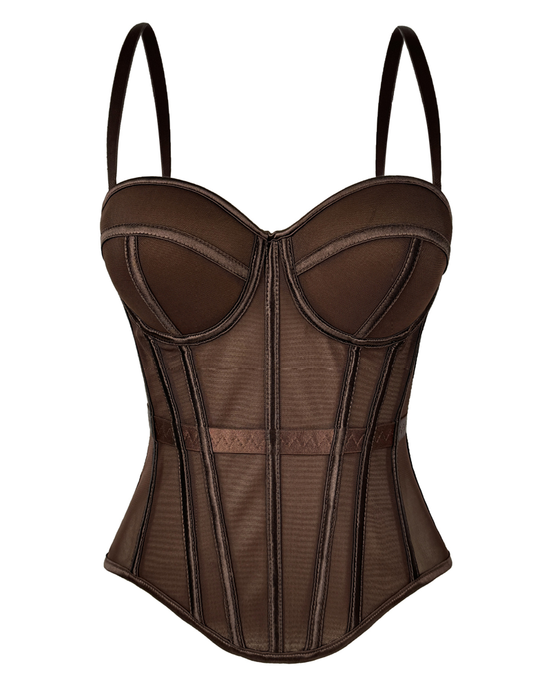 Mesh Suspender Corset Top