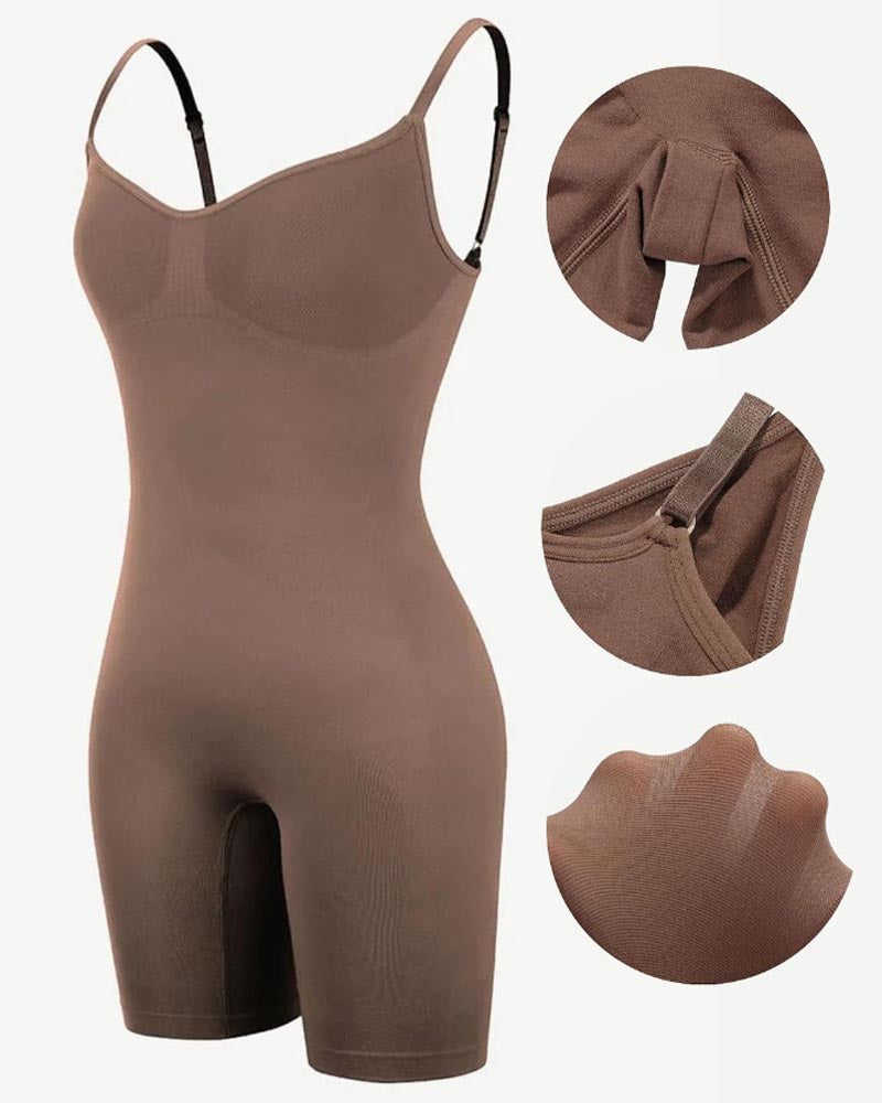 High Elastic Adjustable Strap Bodysuit Tummy Control Thigh Seamless Sculpting Underwear Slimming Bodyshaper