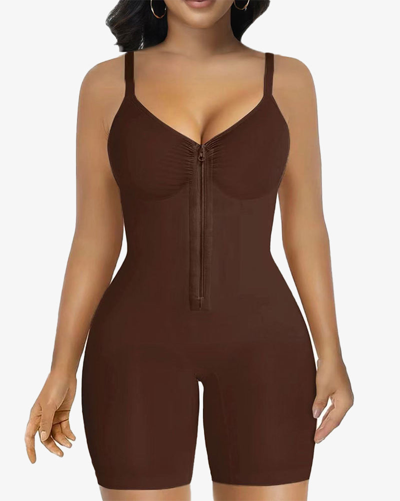 High Elastic Zipper Adjustable Straps Breathable Mesh Design Tummy Control Body Shaper