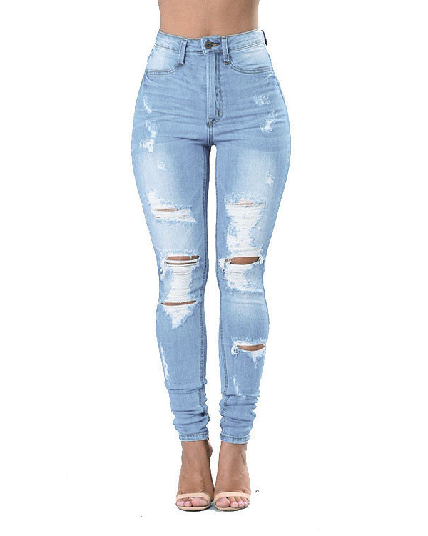 Ripped Elastic Skinny Jeans
