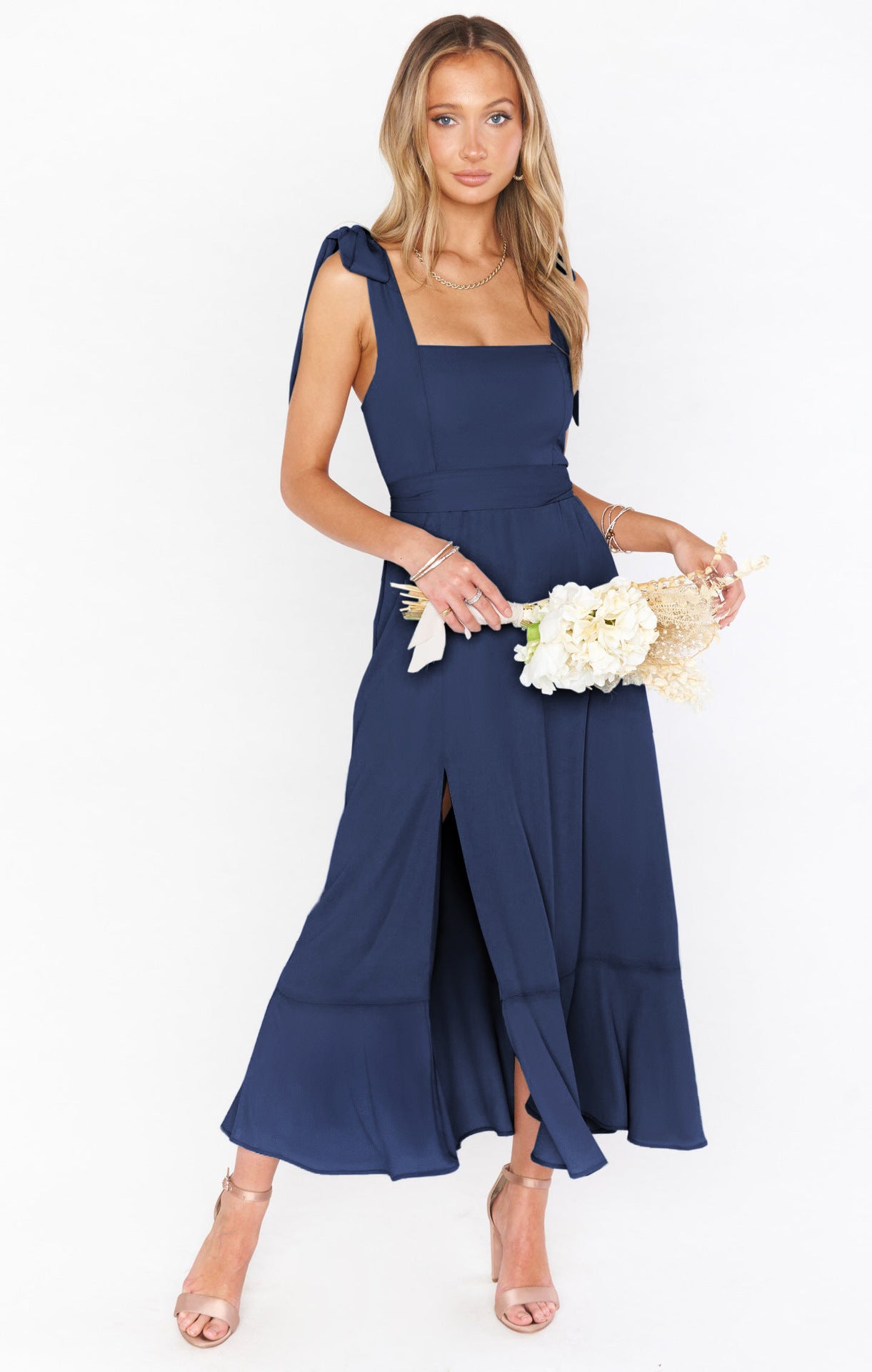 Temperament Suspender Split Dress With Lace-up Design Ruffled Beach Dresses For Women