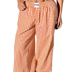 Style Cotton Plaid Loose Casual Pants With Pockets