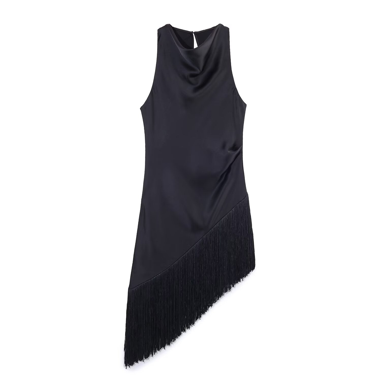 Sleeveless Tassel Dress Womens High-waisted