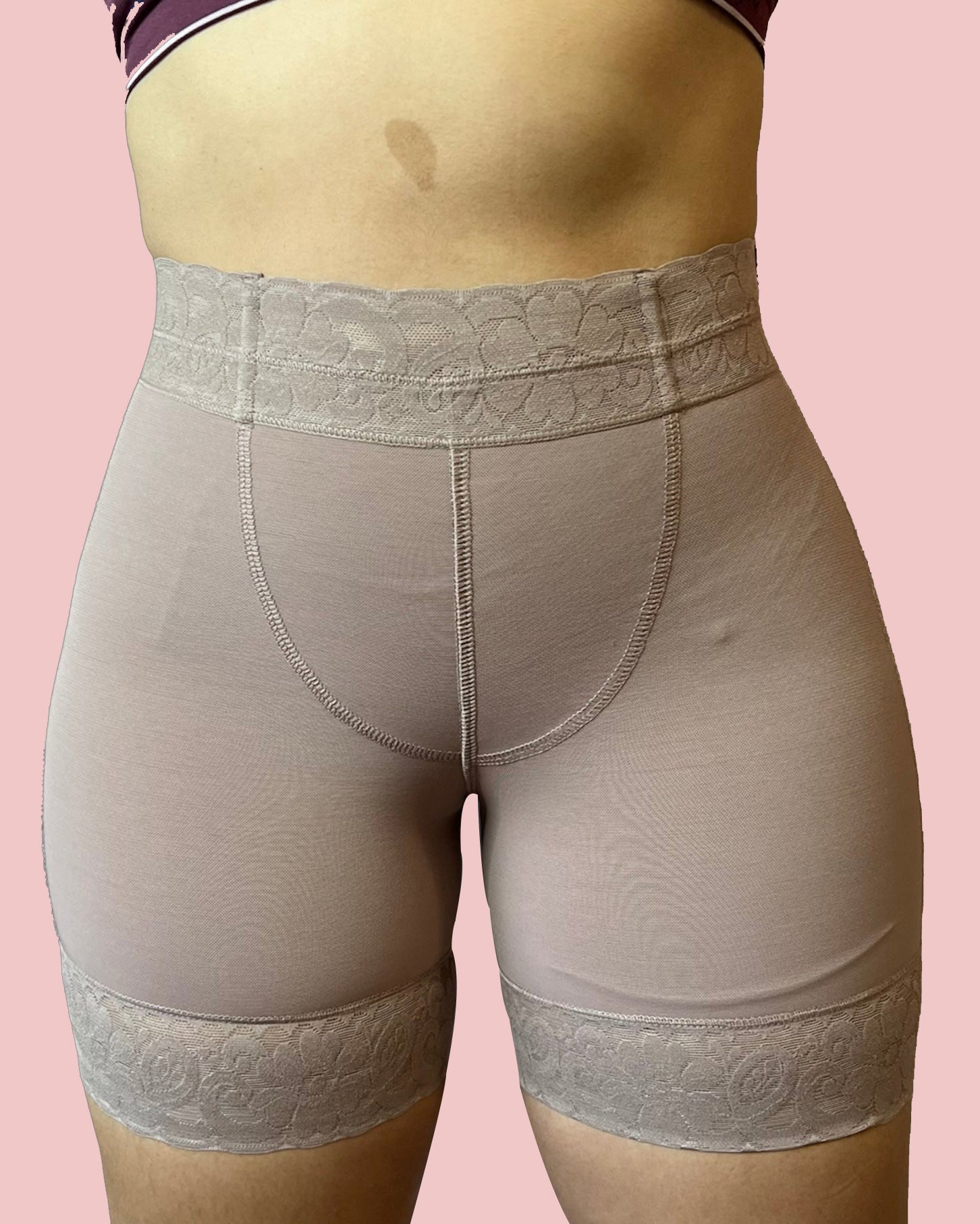 Double Compression Tummy Control Waist Silicone Lace High Waist Shaper Shorts with Bones