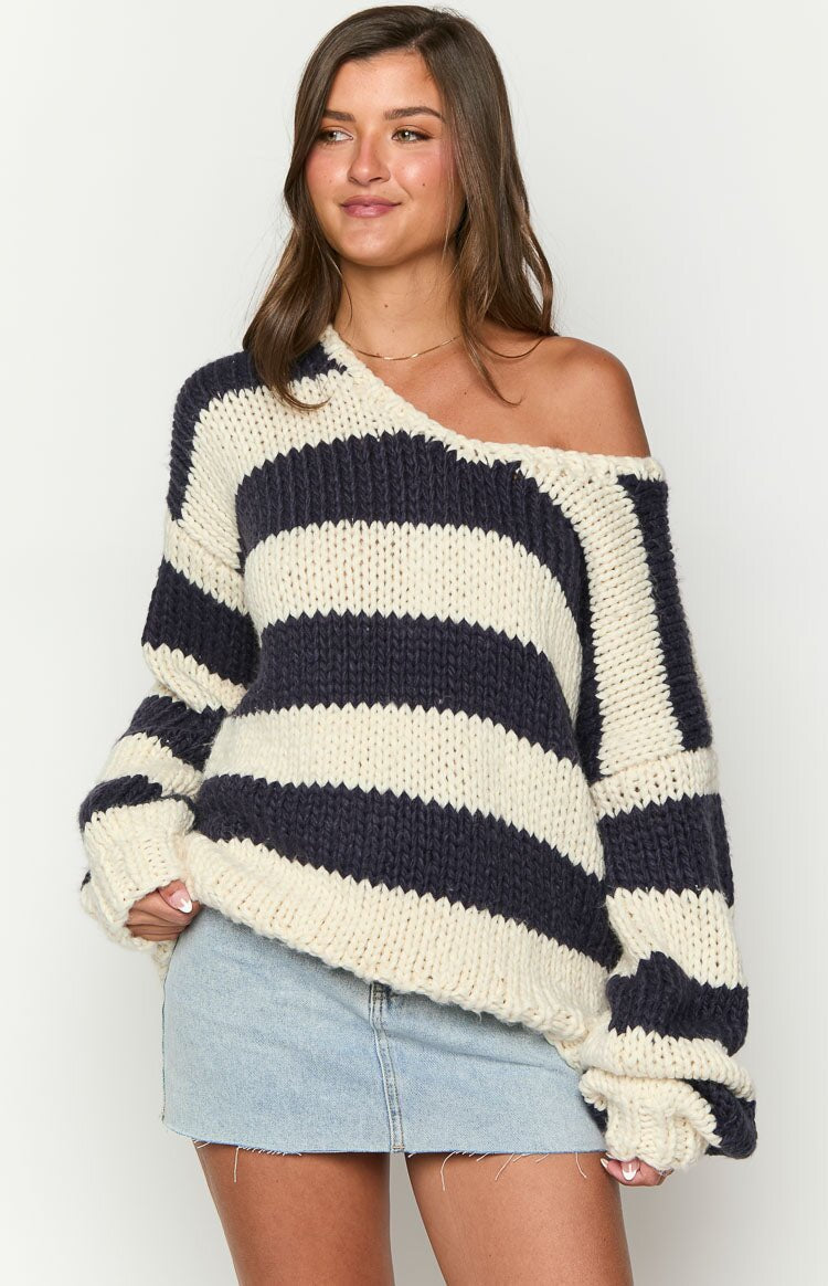 Fall Casual Loose Knitted Sweater Oblique Shoulder