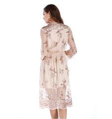 Simplee V long neck party dresses mesh streetwear Christmas MIDI dress female dress
