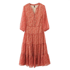 French Style Temperament Half Sleeve High Waist Dress For Women