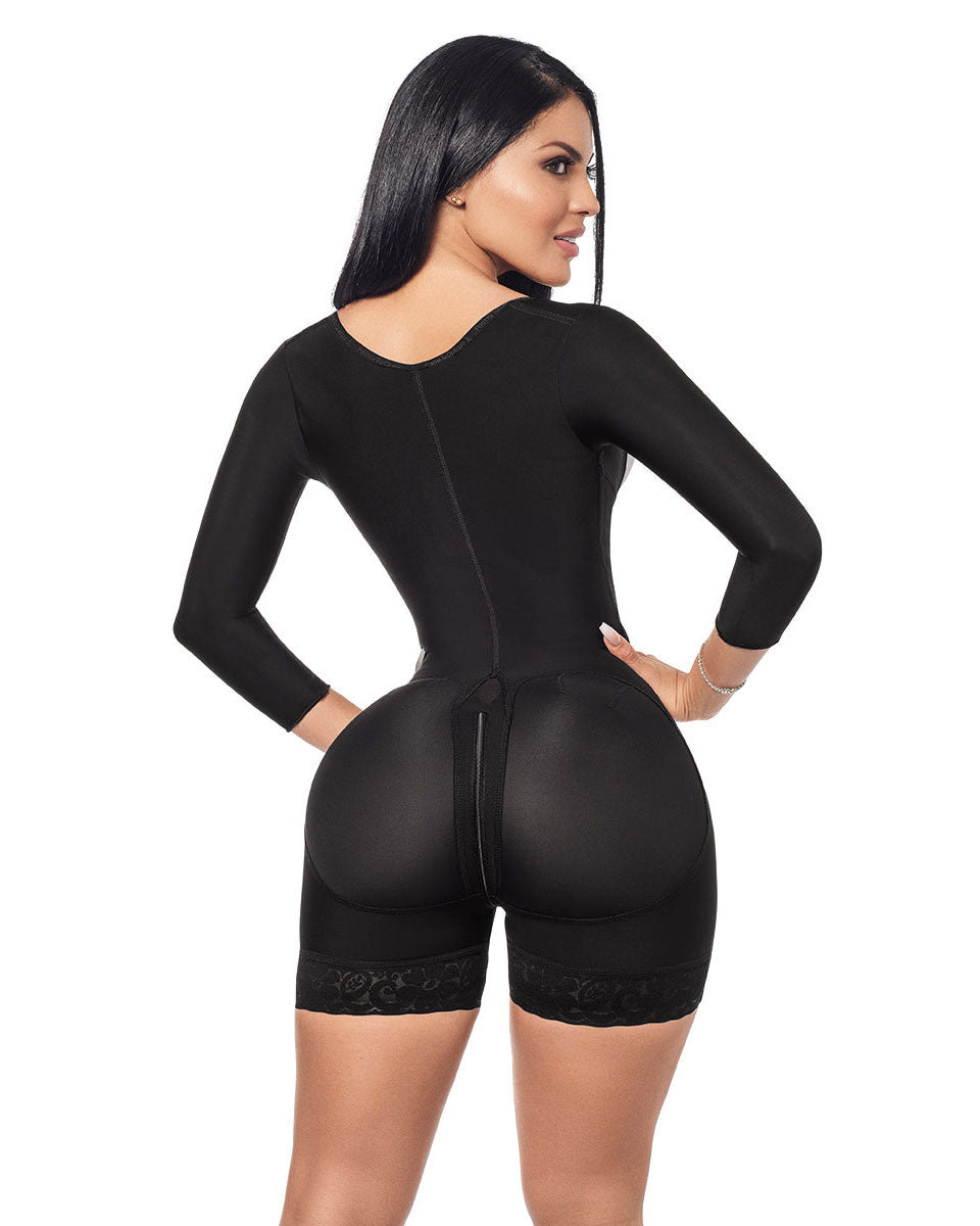 High Compression Tummy Control  Hourglass Fajas Colombianas With Sleeves