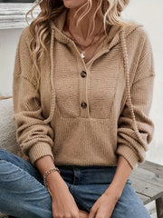 Fall Hooded Sunken Stripe Long-sleeved Sweater