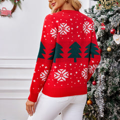Christmas Tree Jacquard Pullover Knitted Sweater