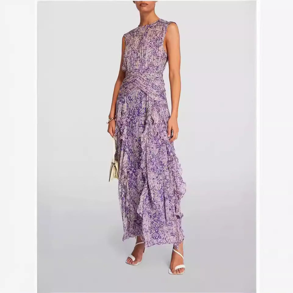 Spring And Off-the-shoulder Clothing V-neck Chiffon Dress