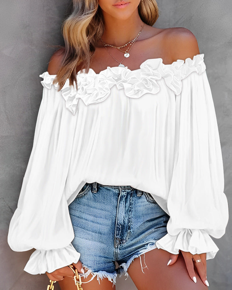 Early Spring Hot Selling Elegant Style Casual Off Shoulder Long Sleeved Shirt For Women