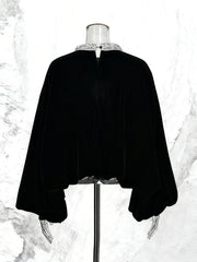 Round Neck Rhinestone Loose Solid Color Pullover Shirt