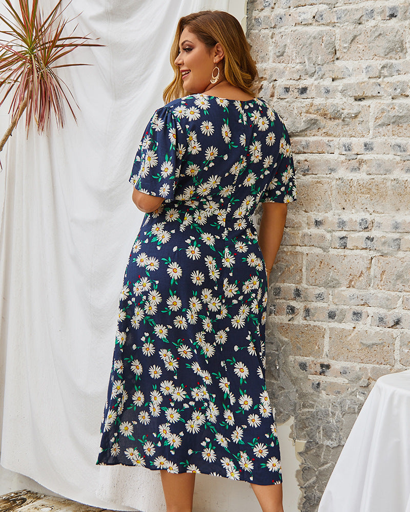 Fat woman plus size long dress