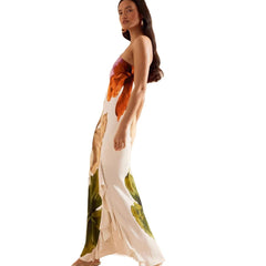 Spring And Oblique Shoulder Positioning Printing Female Dress