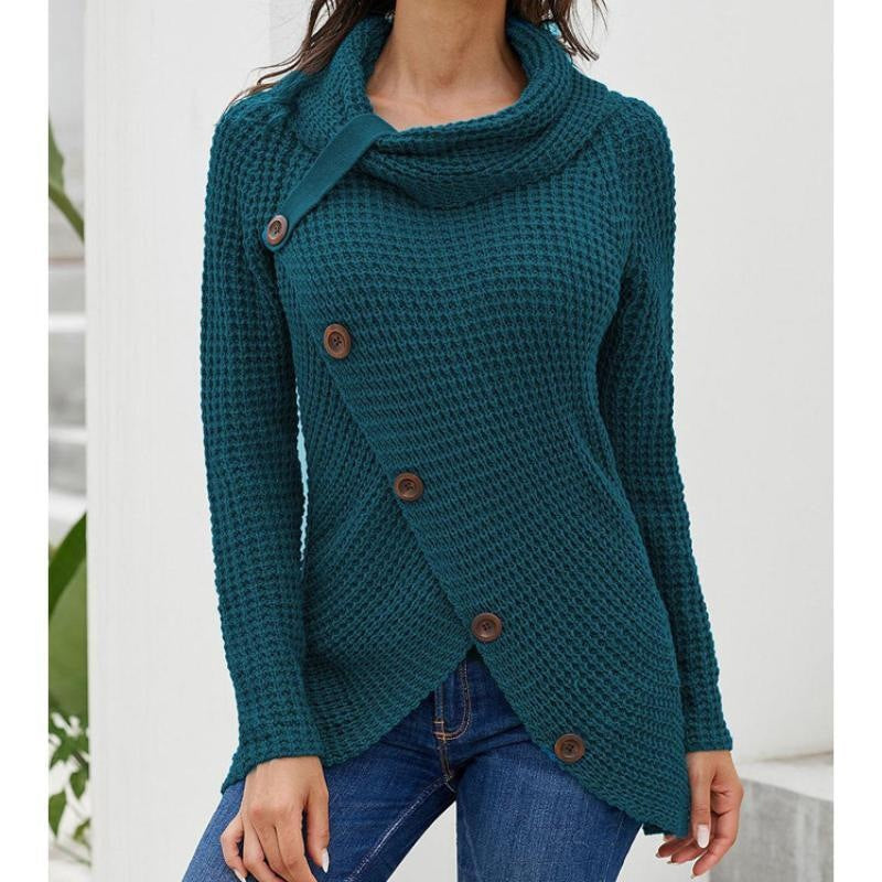 Pullover Button High Lapel Pullover Sweater
