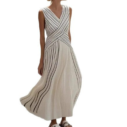 Casual Cross-striped Sleeveless Dress