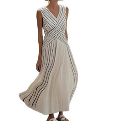 Casual Cross-striped Sleeveless Dress
