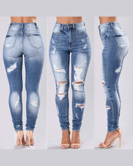 Ripped Elastic Skinny Jeans