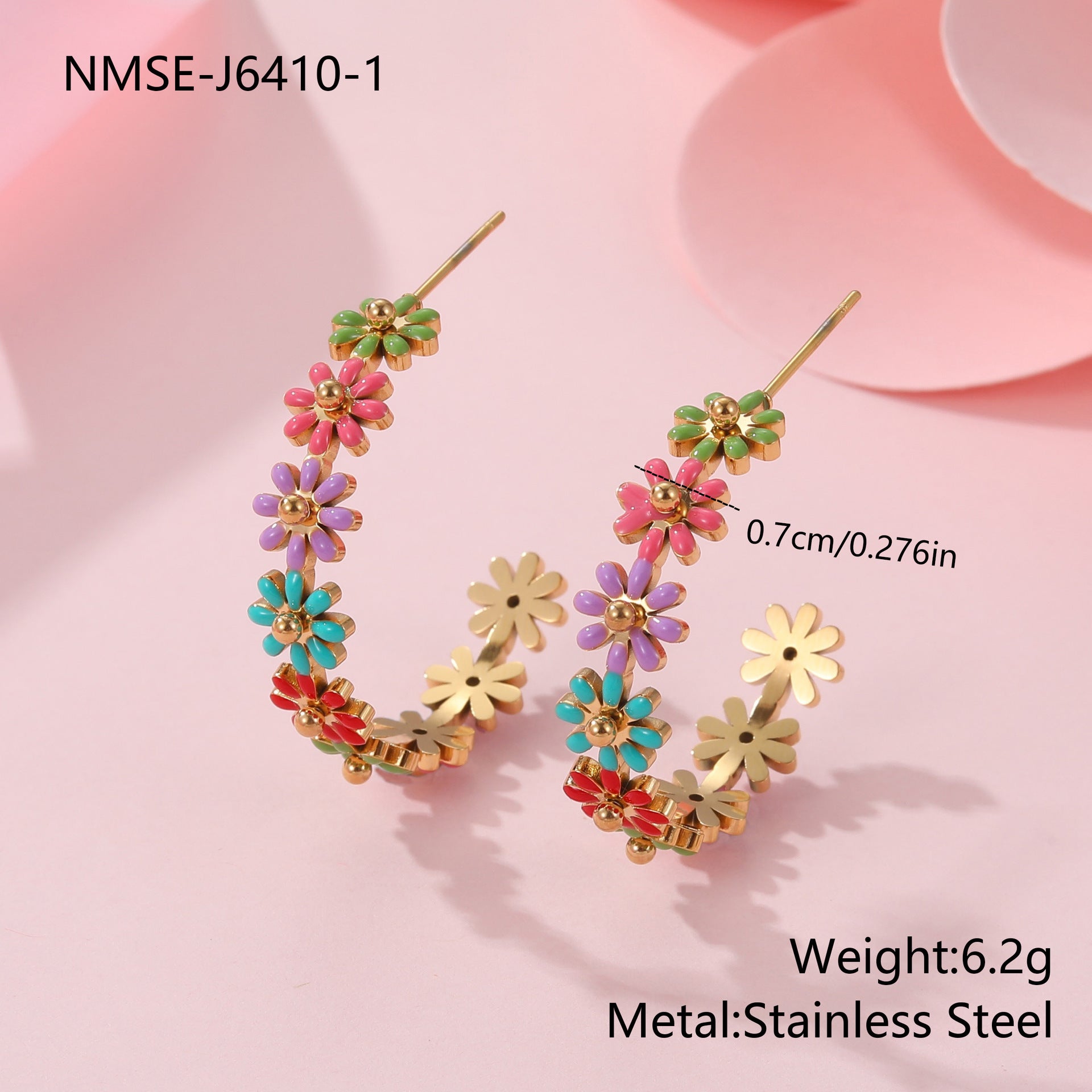 Ins Oil Dripping Color Flower Stainless Steel Bracelet