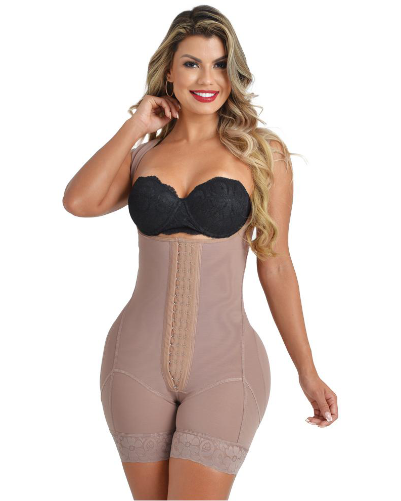 Stage 2 Fajas Colombianas High Compression Tummy Control Body Shaper Adjustable Hook-eye Open Bust Bodysuit
