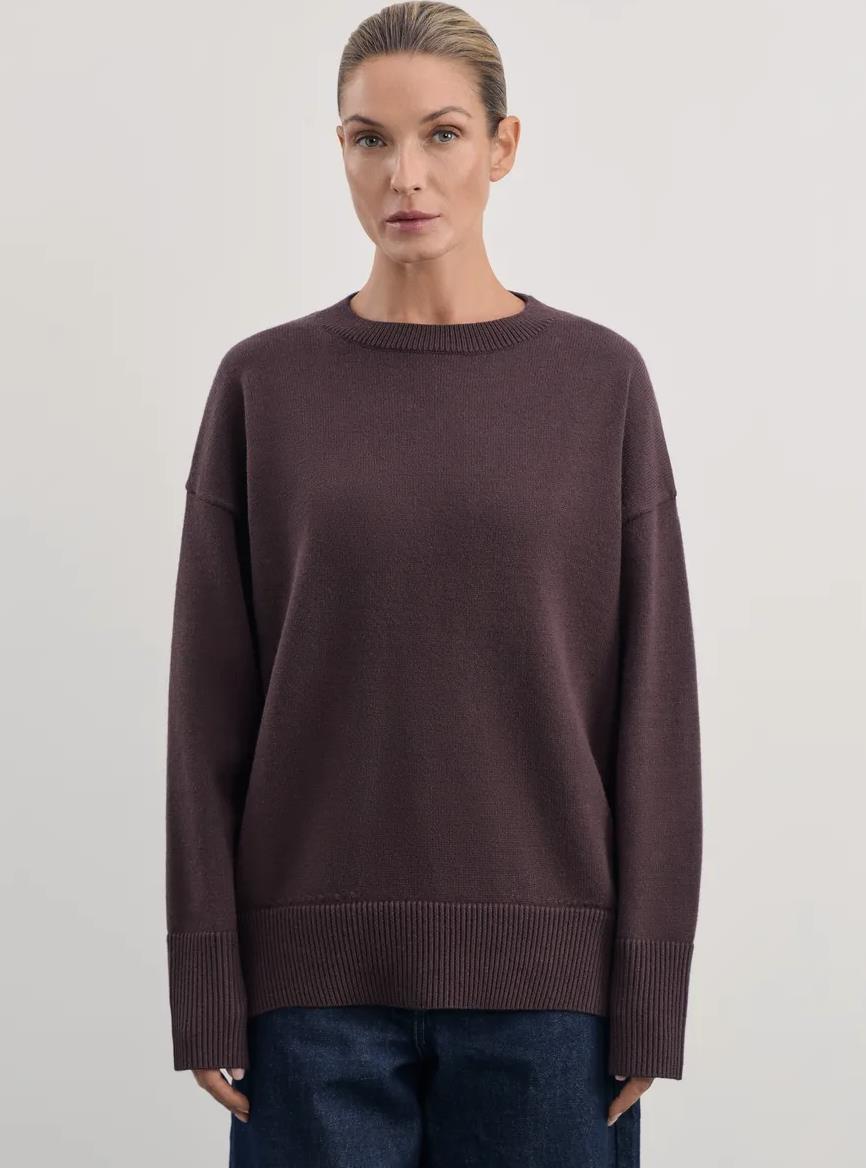 Knitted Round Neck Solid Color Loose Sweater