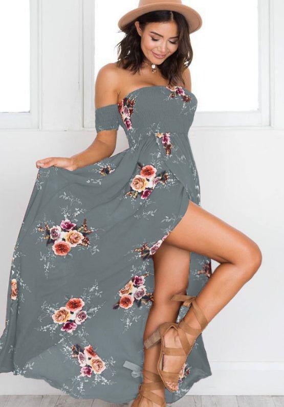 Boho style long dress Off shoulder beach dresses
